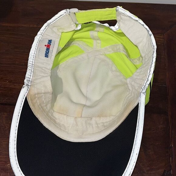 Ironman worn Official Neon Yellow Strapback Hat Runner 6 Five Panel Baseball Cap - Picture 4 of 4